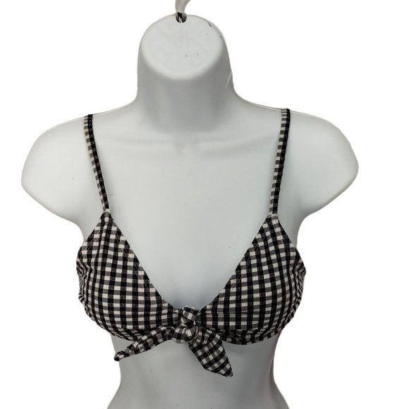 Xhilaration Black Gingham Bikini Top Swimsuit XS - Picture 1 of 6